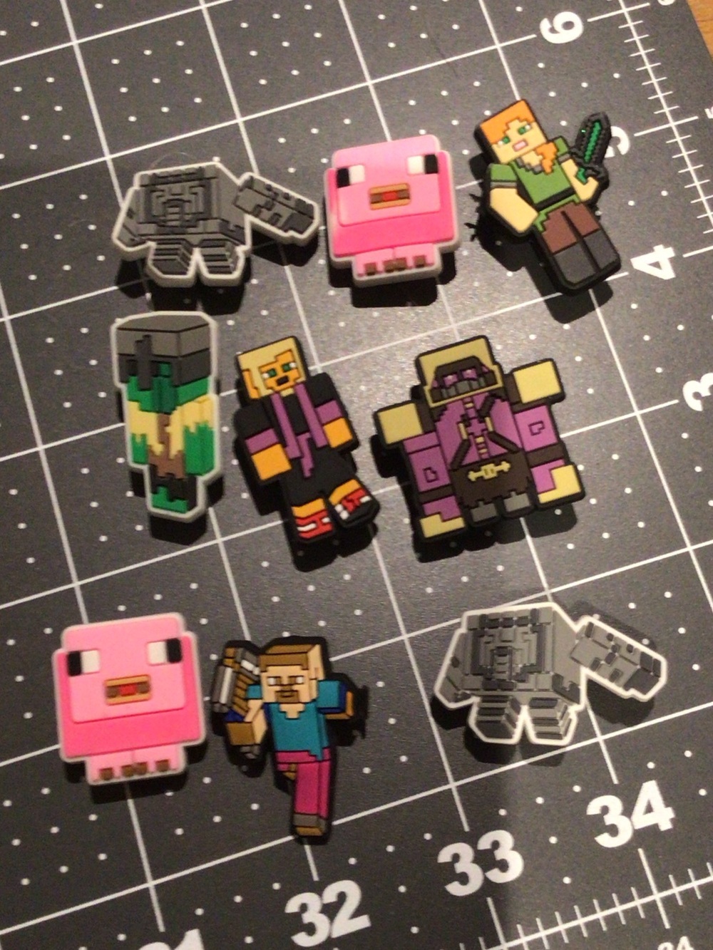 Minecraft Character Shoe Charms - Assorted Colors set of 9